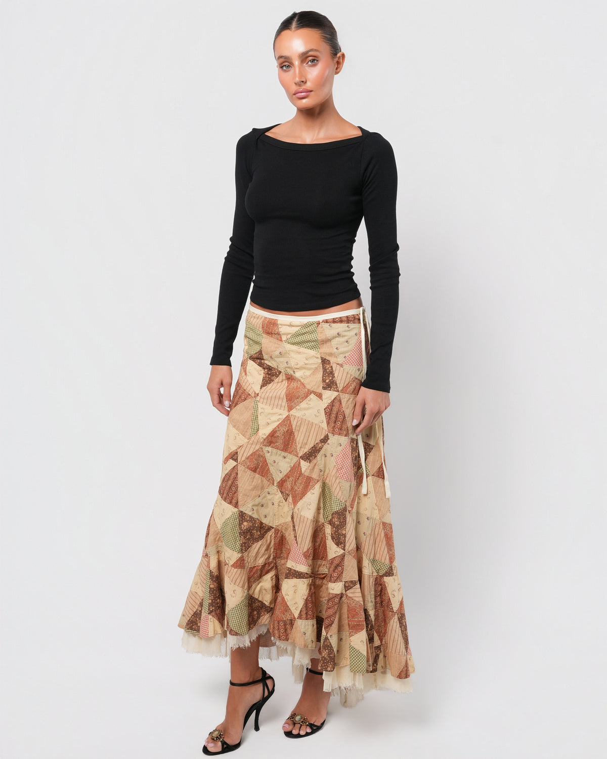 Patchwork Skirt With Tulle Underlayer