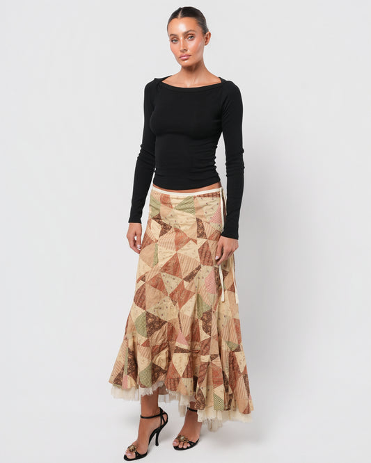 Patchwork Skirt With Tulle Underlayer