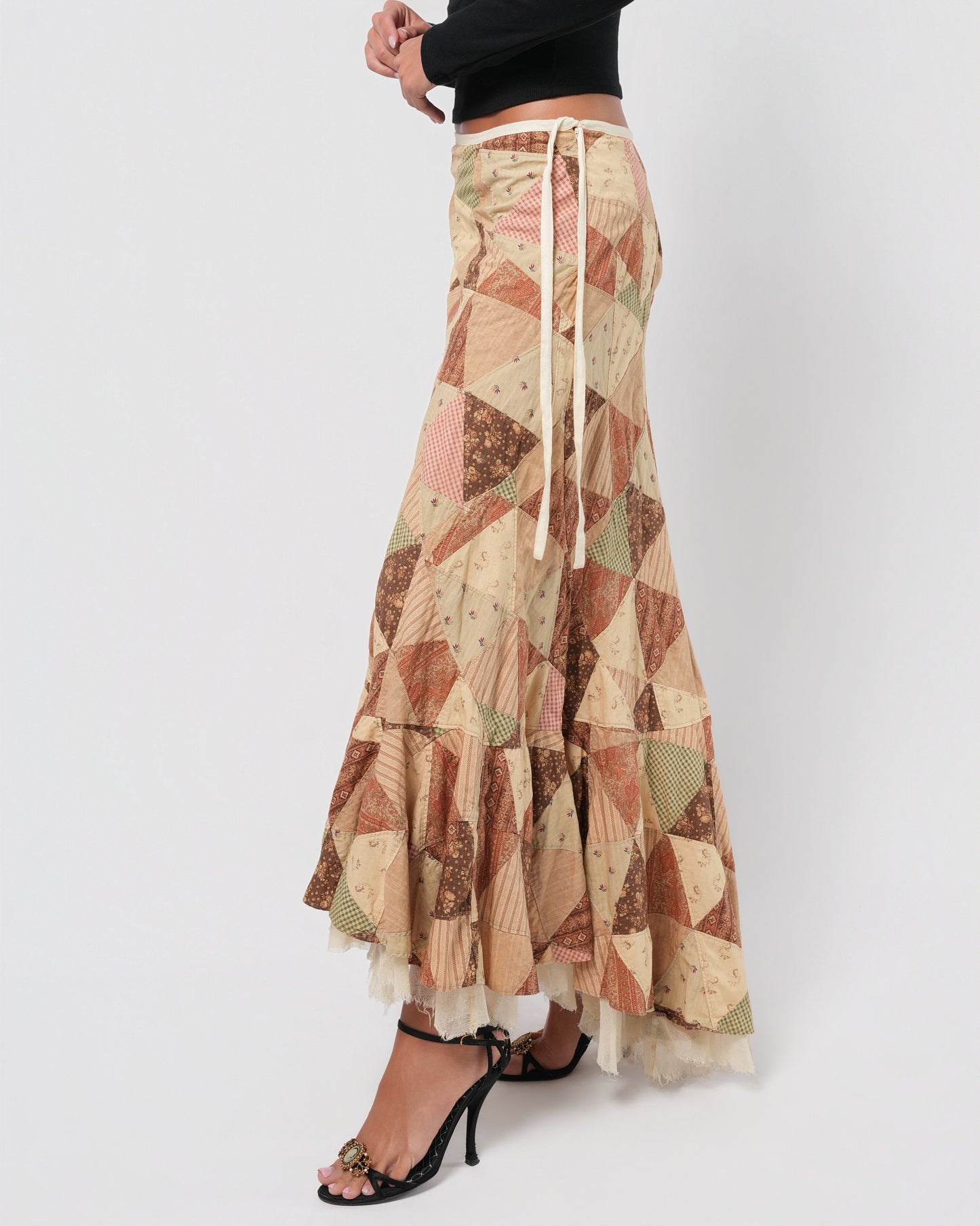 Patchwork Skirt With Tulle Underlayer