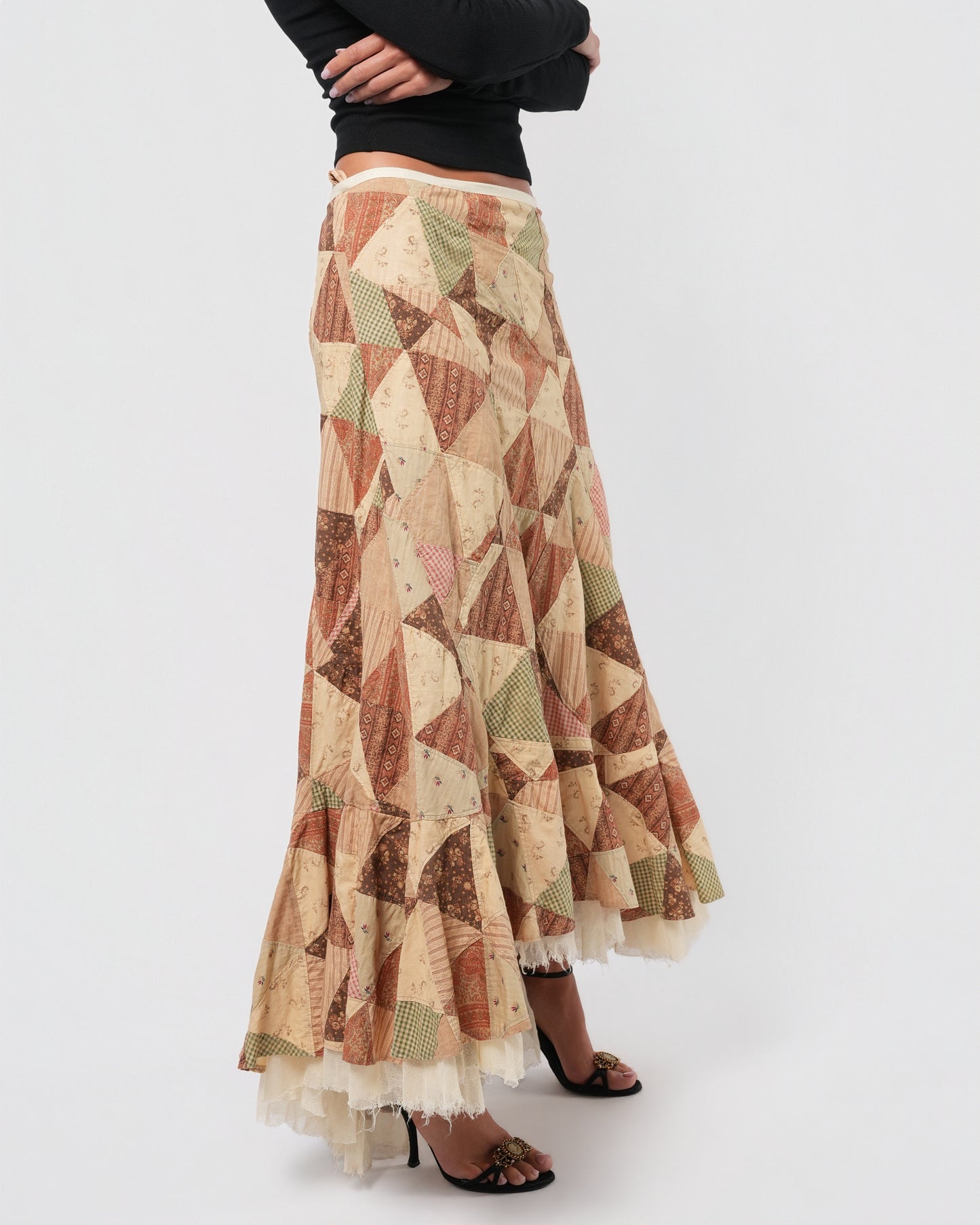 Patchwork Skirt With Tulle Underlayer