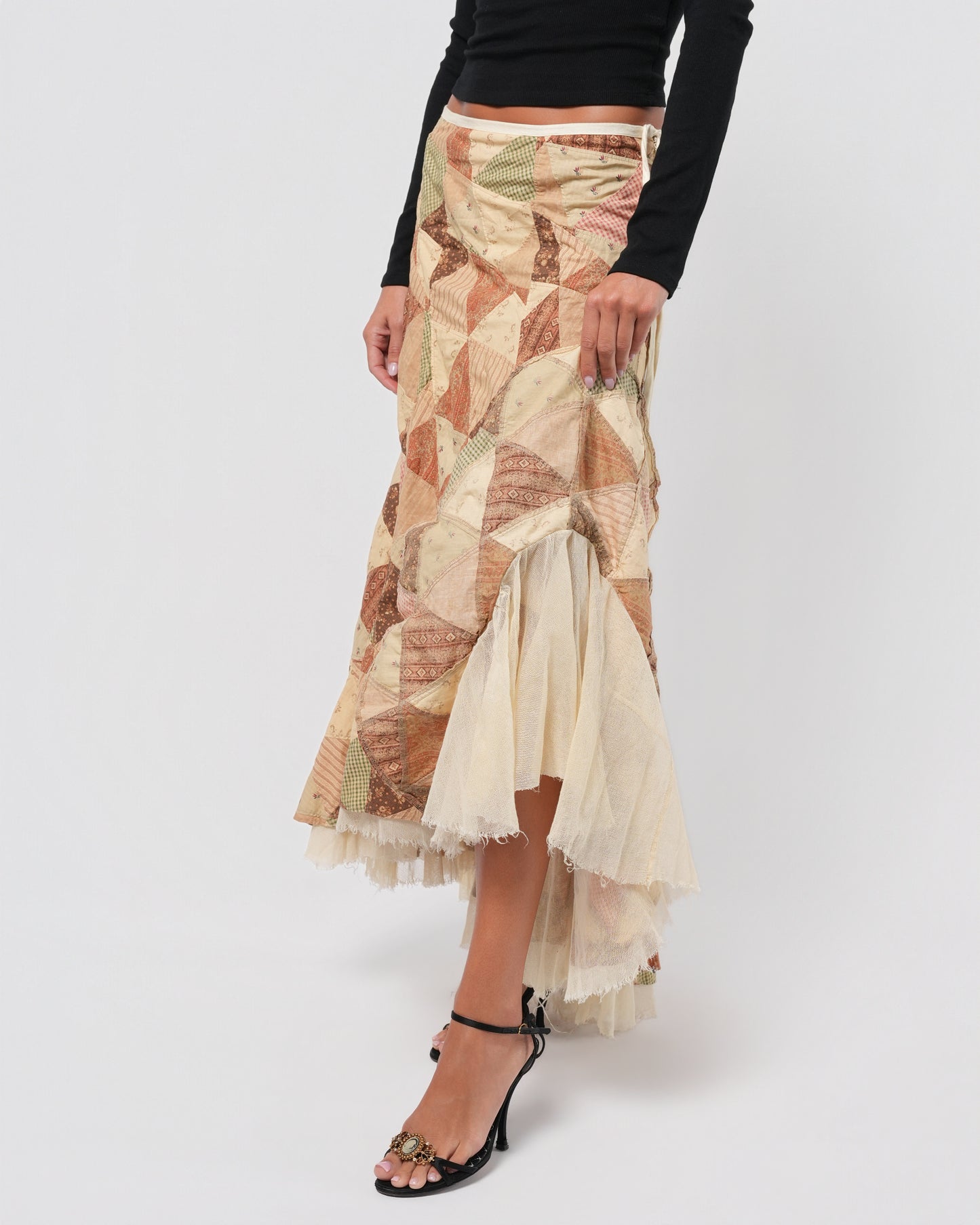 Patchwork Skirt With Tulle Underlayer