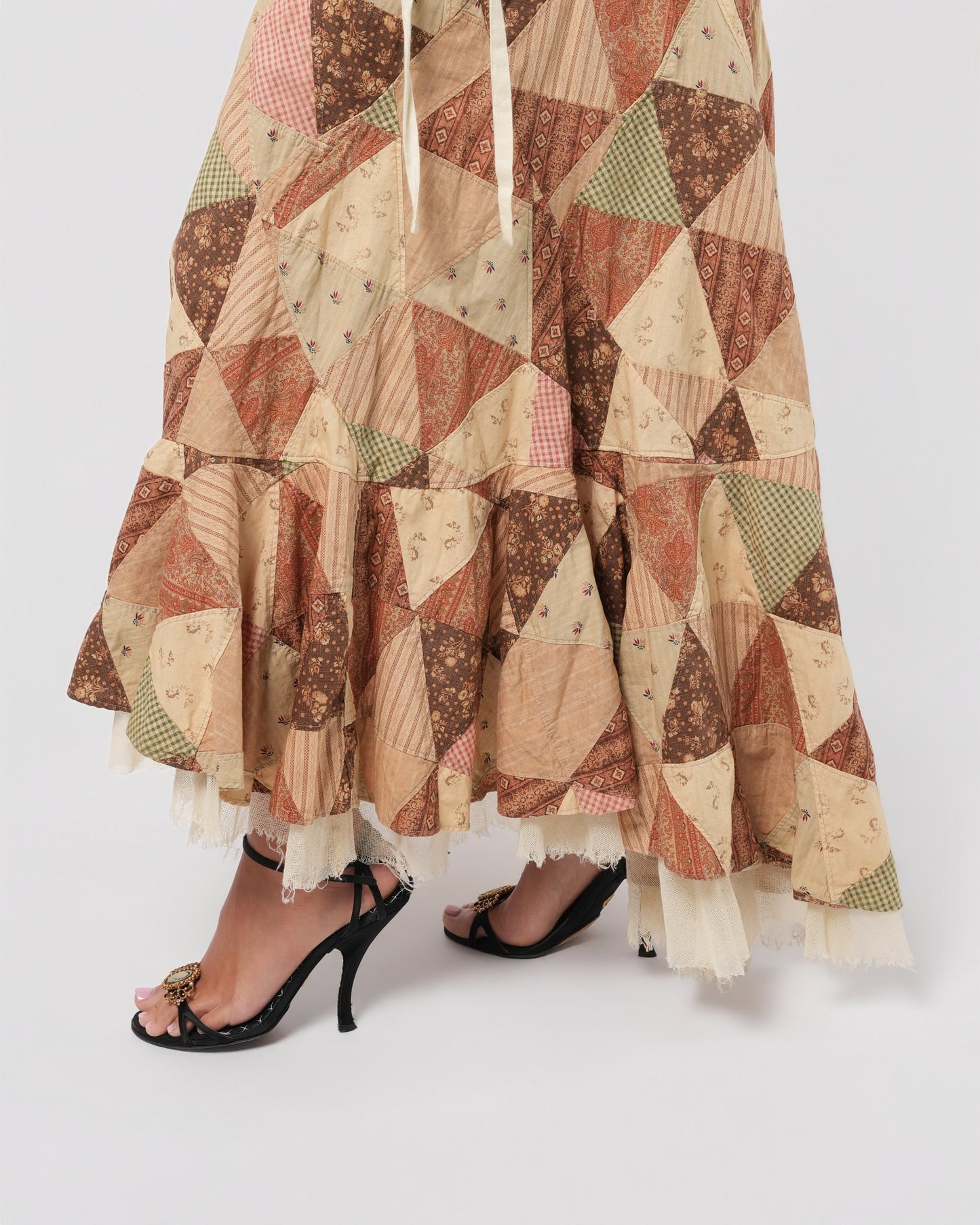 Patchwork Skirt With Tulle Underlayer