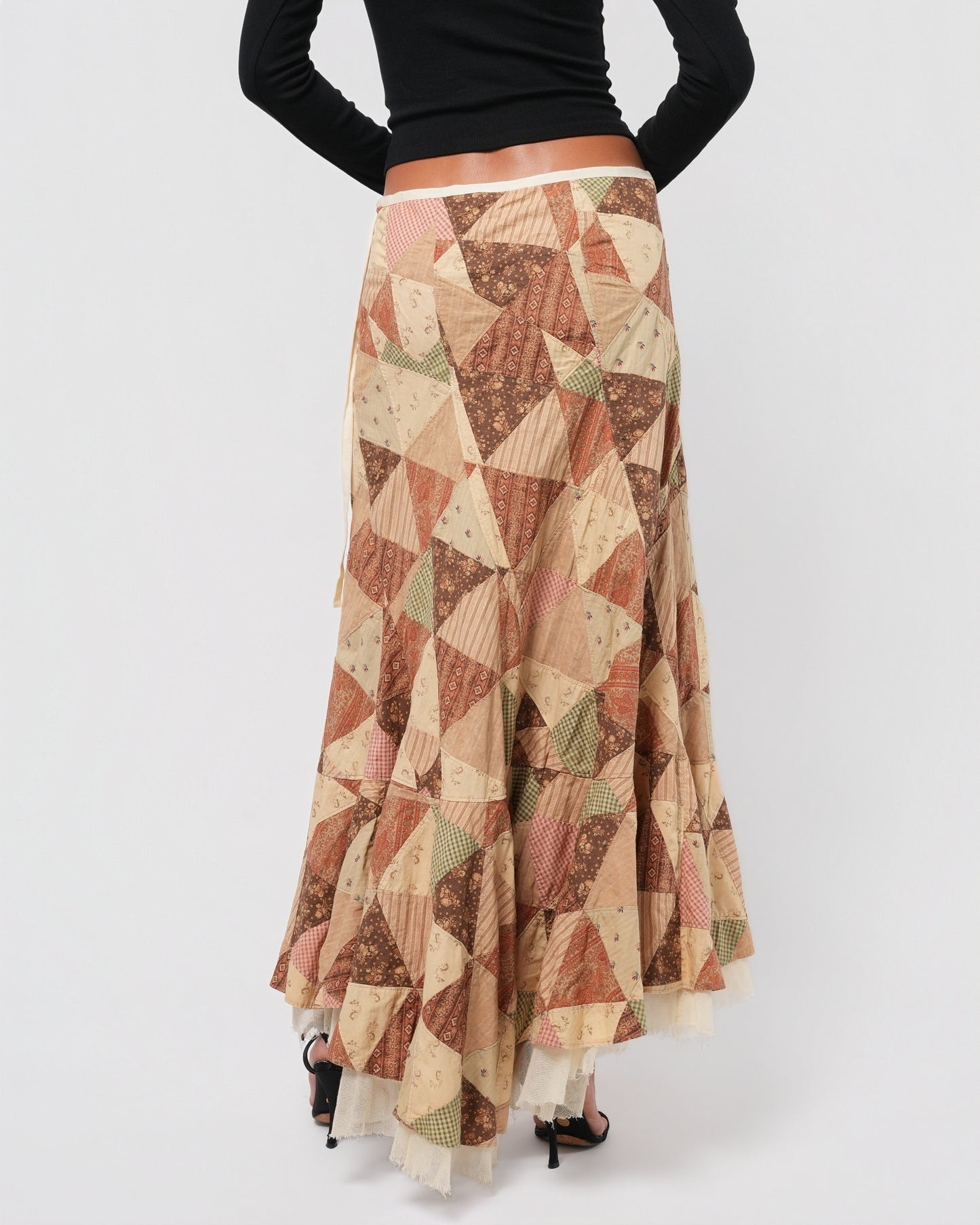 Patchwork Skirt With Tulle Underlayer
