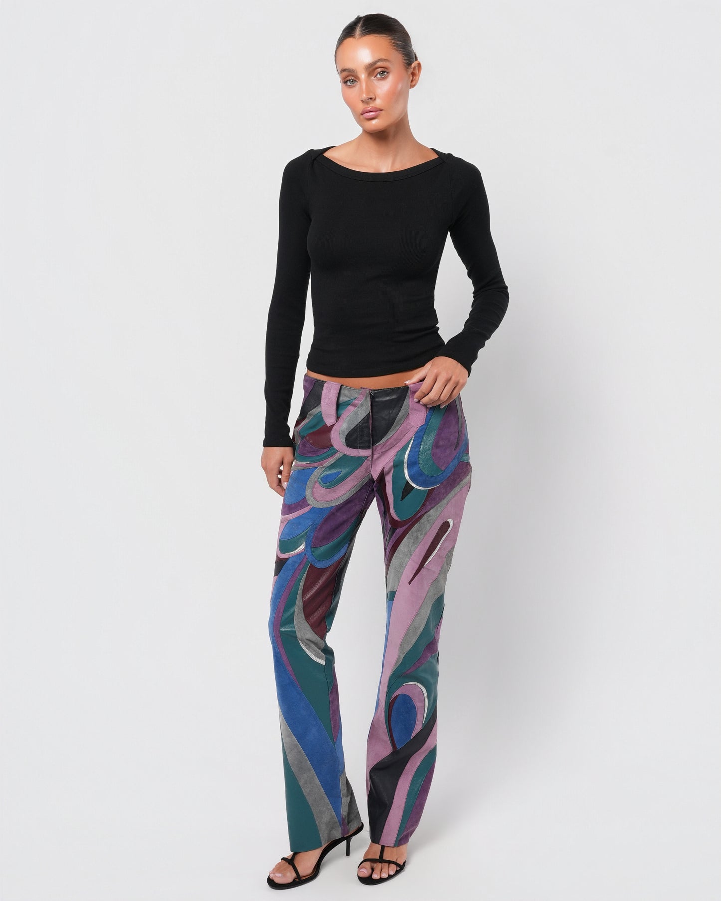 SS 2002 Suede And Leather Patchwork Pants