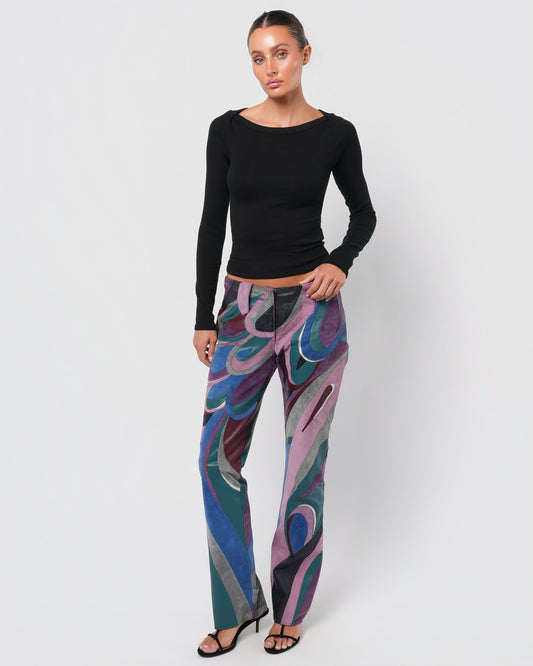 SS 2002 Suede And Leather Patchwork Pants