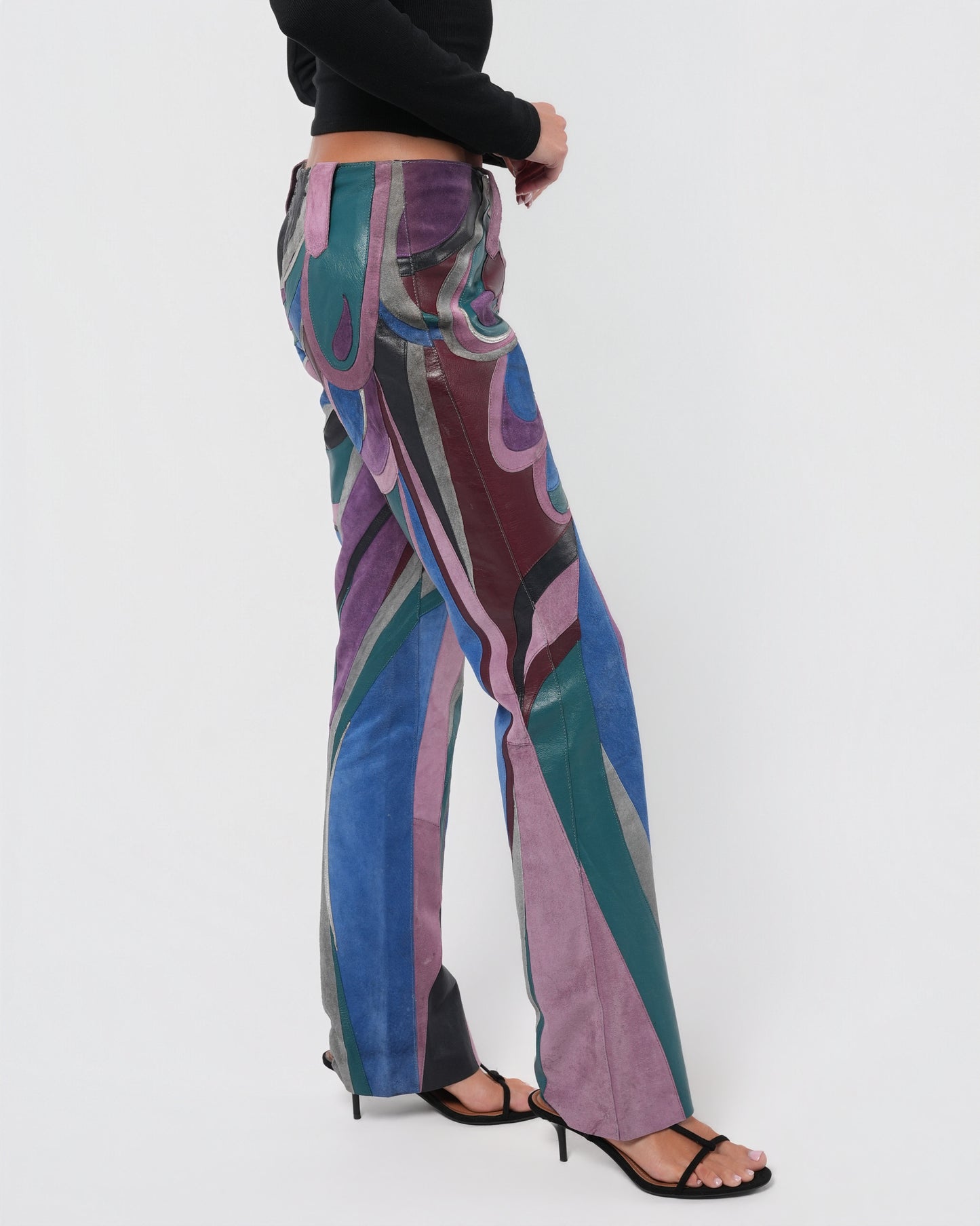 SS 2002 Suede And Leather Patchwork Pants