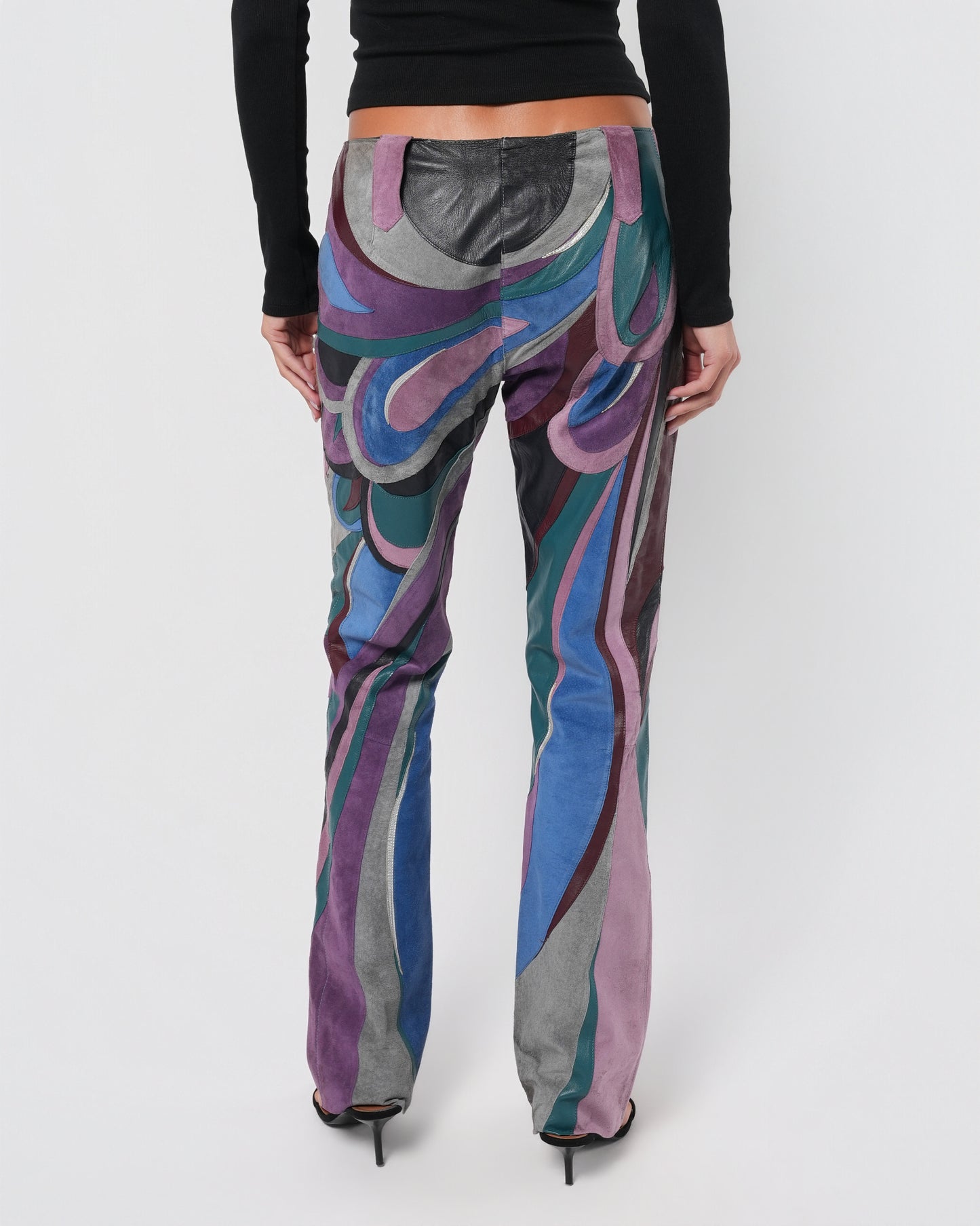 SS 2002 Suede And Leather Patchwork Pants