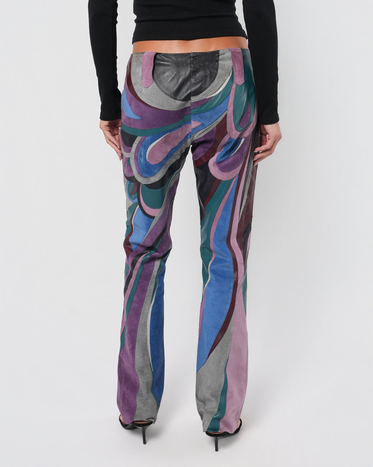 SS 2002 Suede And Leather Patchwork Pants