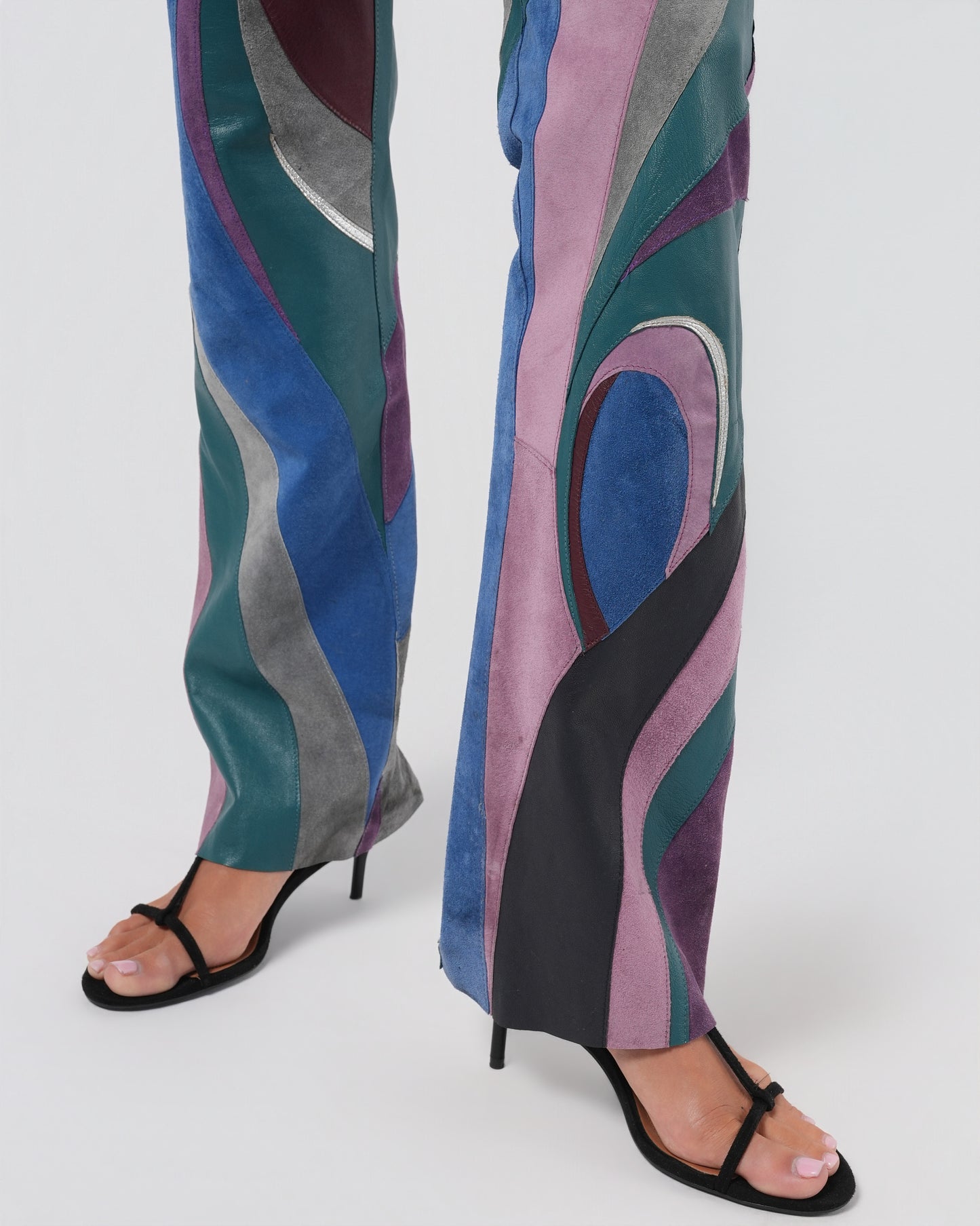 SS 2002 Suede And Leather Patchwork Pants