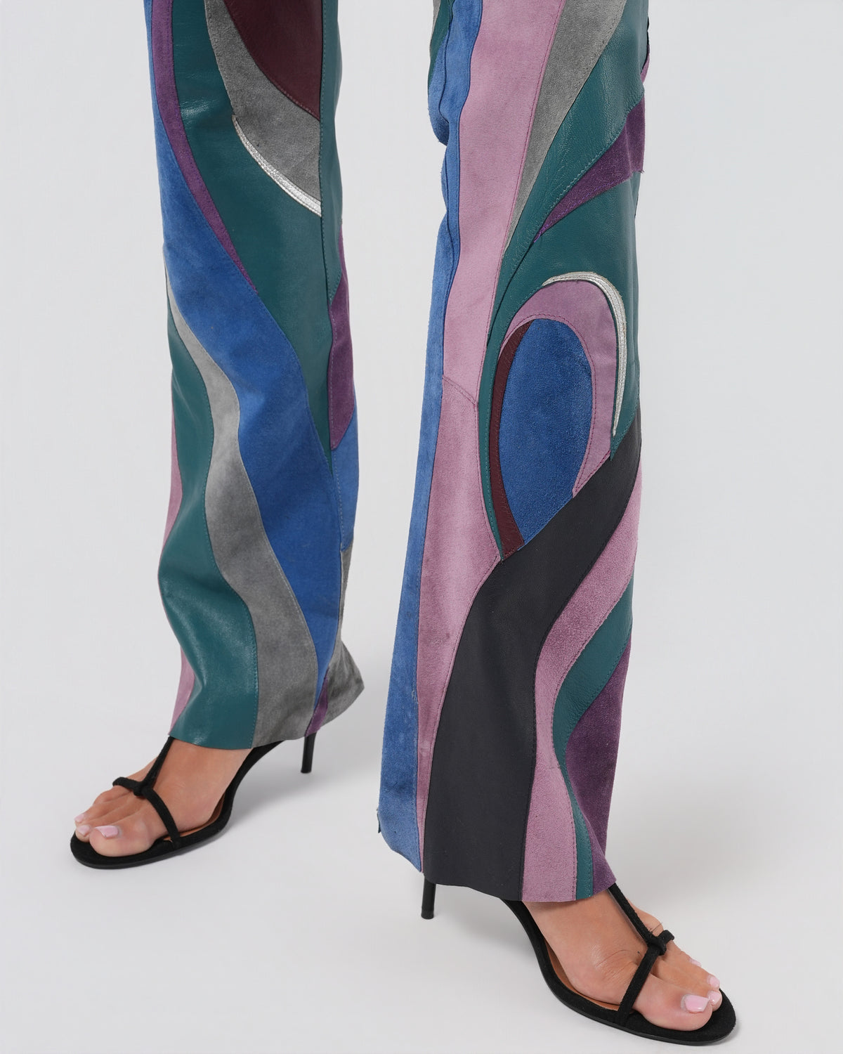 SS 2002 Suede And Leather Patchwork Pants