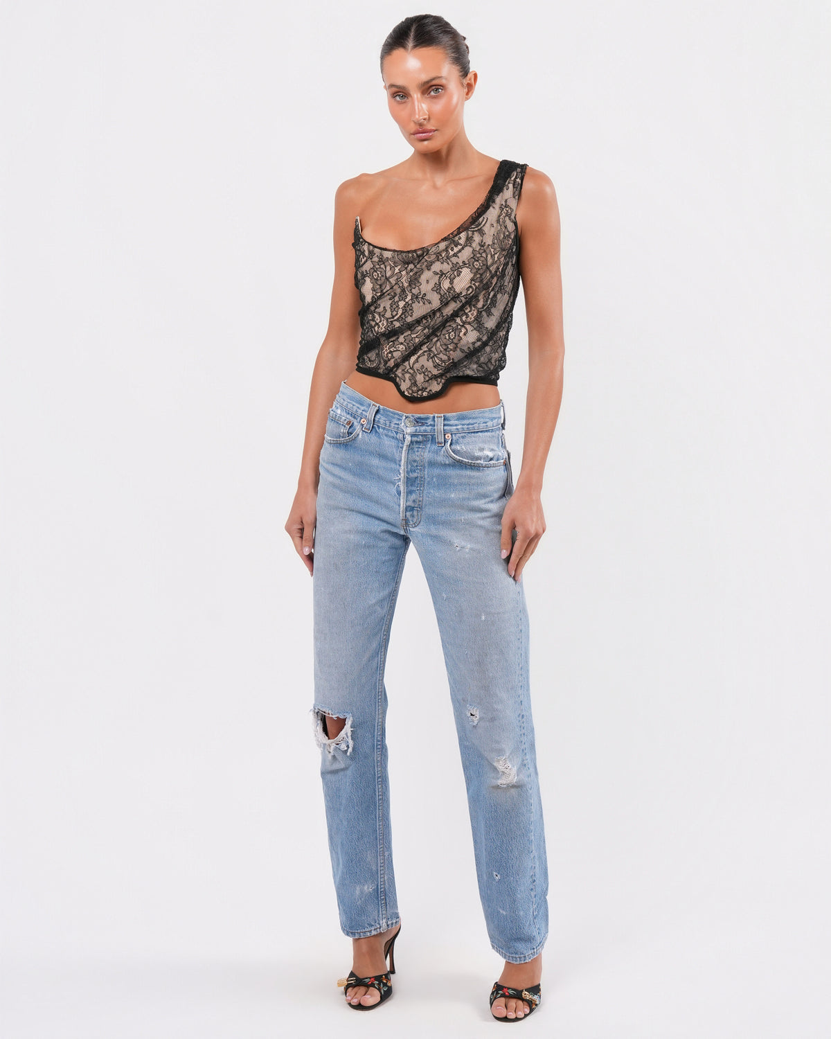 FW 1996 Lace One-Shoulder Corset