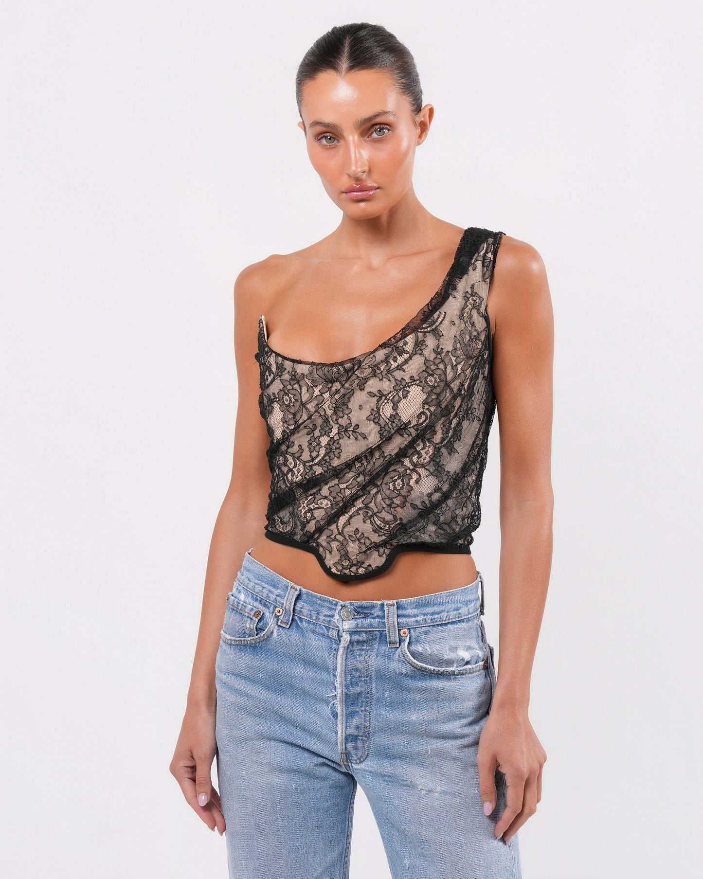 FW 1996 Lace One-Shoulder Corset