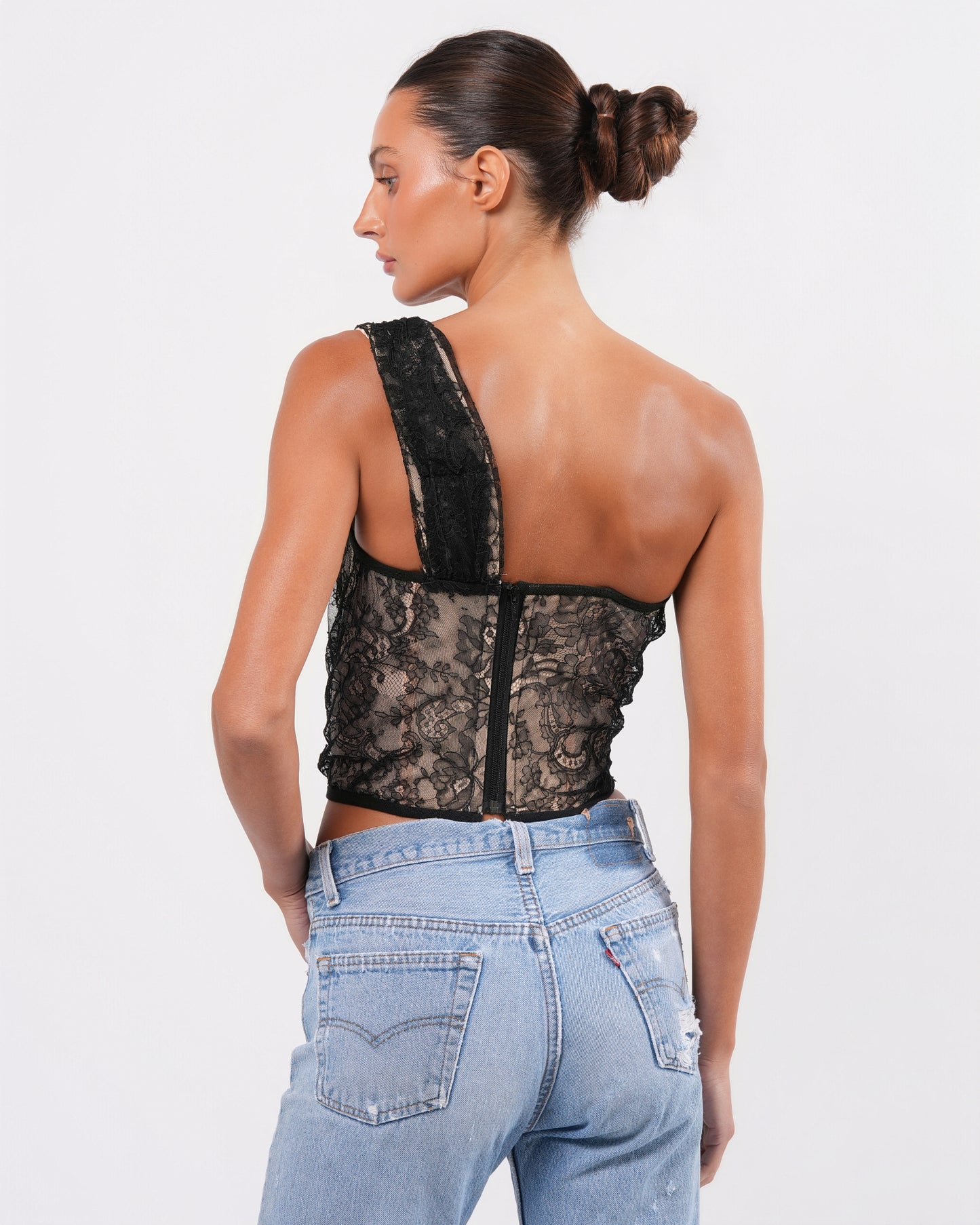 FW 1996 Lace One-Shoulder Corset