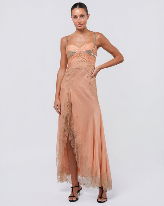 SS 2003 Runway Silk And Lace Gown With Oroton Chainmail Detail