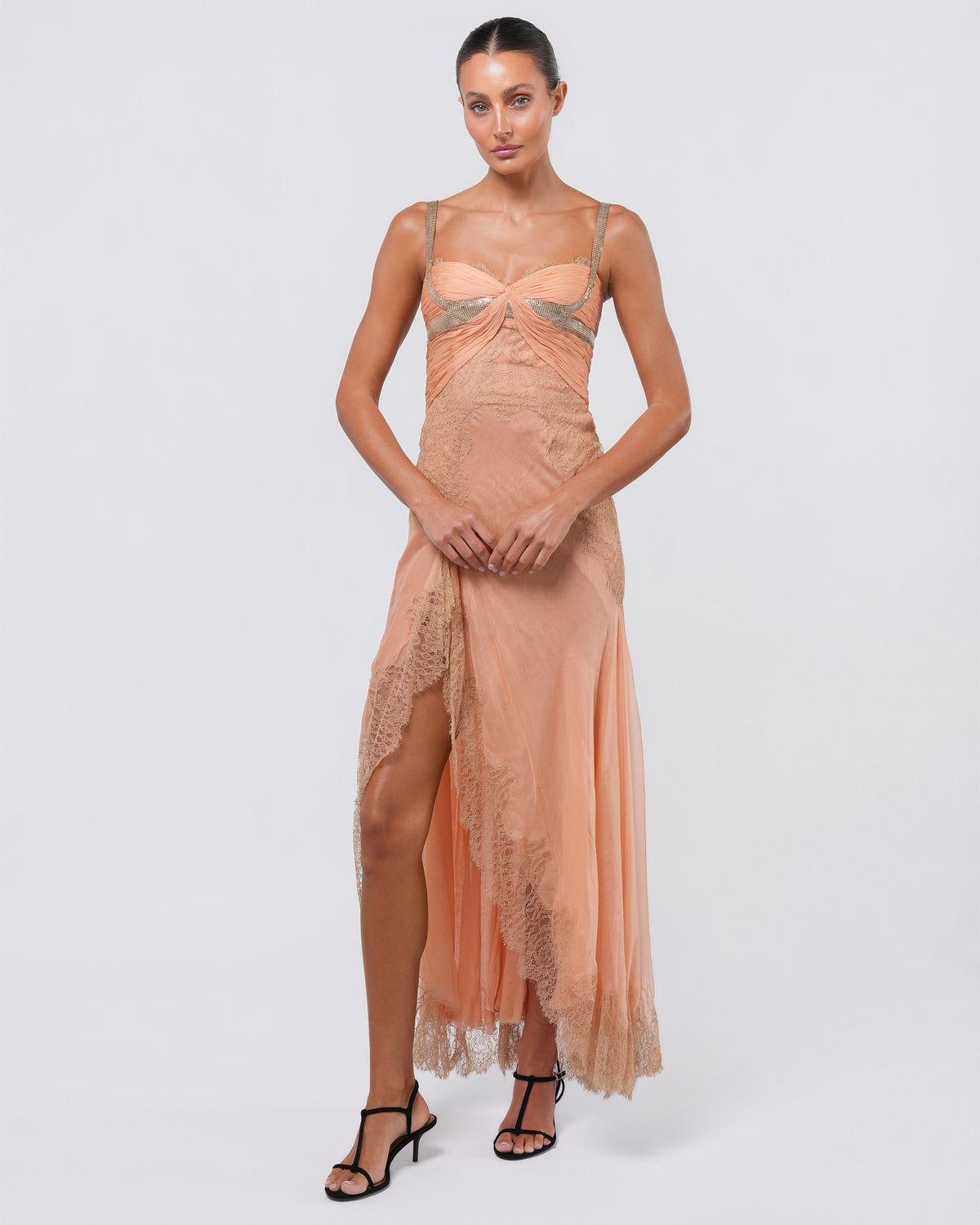 SS 2003 Runway Silk And Lace Gown With Oroton Chainmail Detail