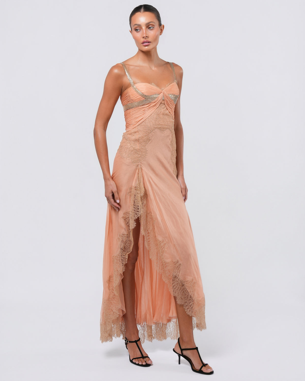 SS 2003 Runway Silk And Lace Gown With Oroton Chainmail Detail