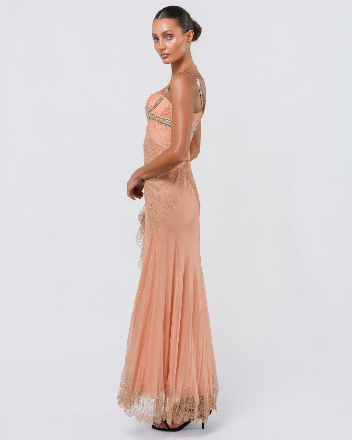SS 2003 Runway Silk And Lace Gown With Oroton Chainmail Detail