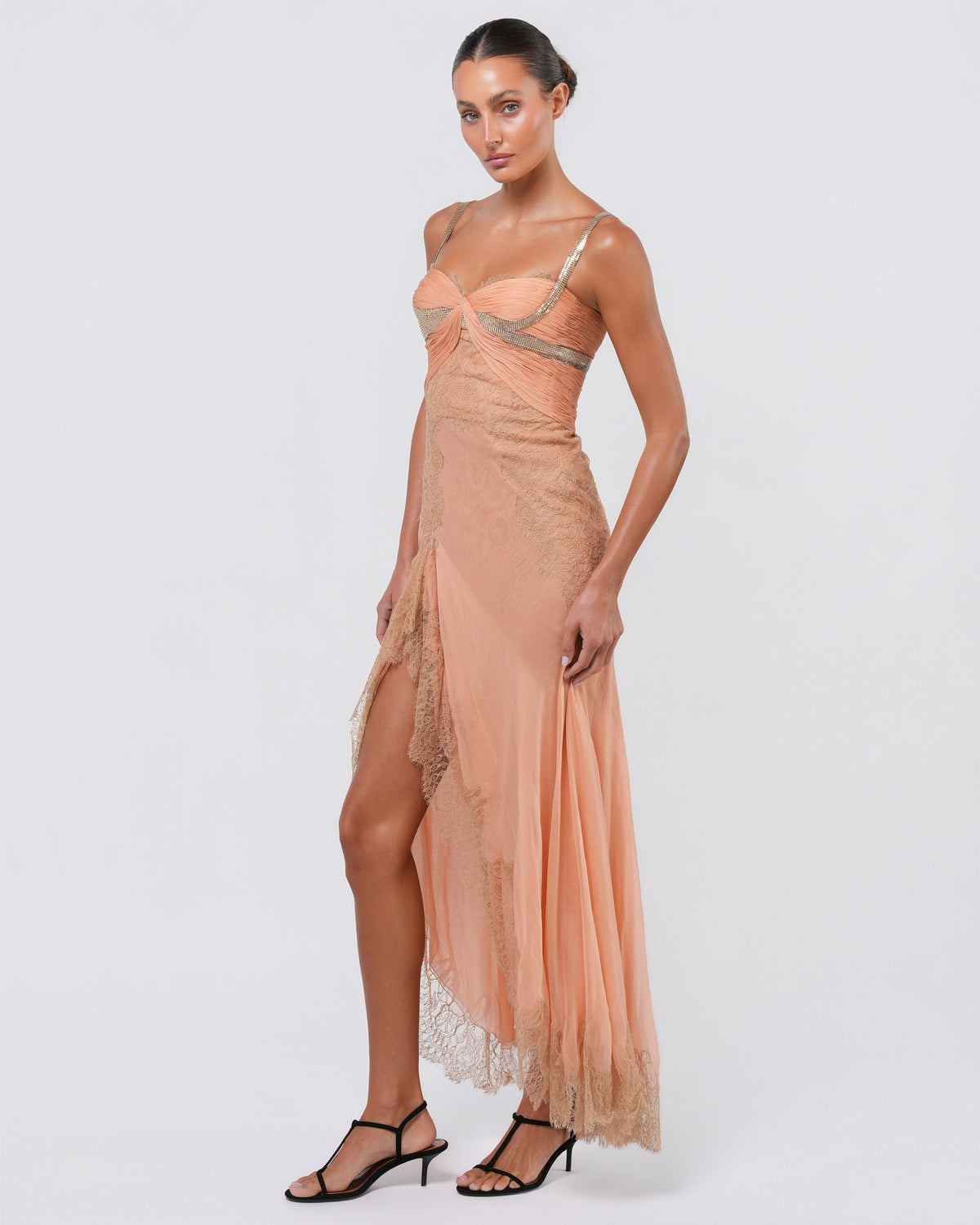 SS 2003 Runway Silk And Lace Gown With Oroton Chainmail Detail
