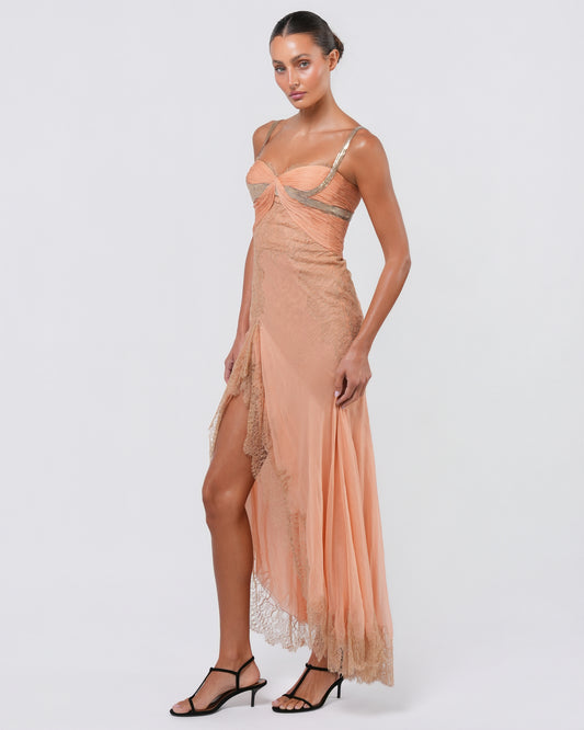 SS 2003 Runway Silk And Lace Gown With Oroton Chainmail Detail