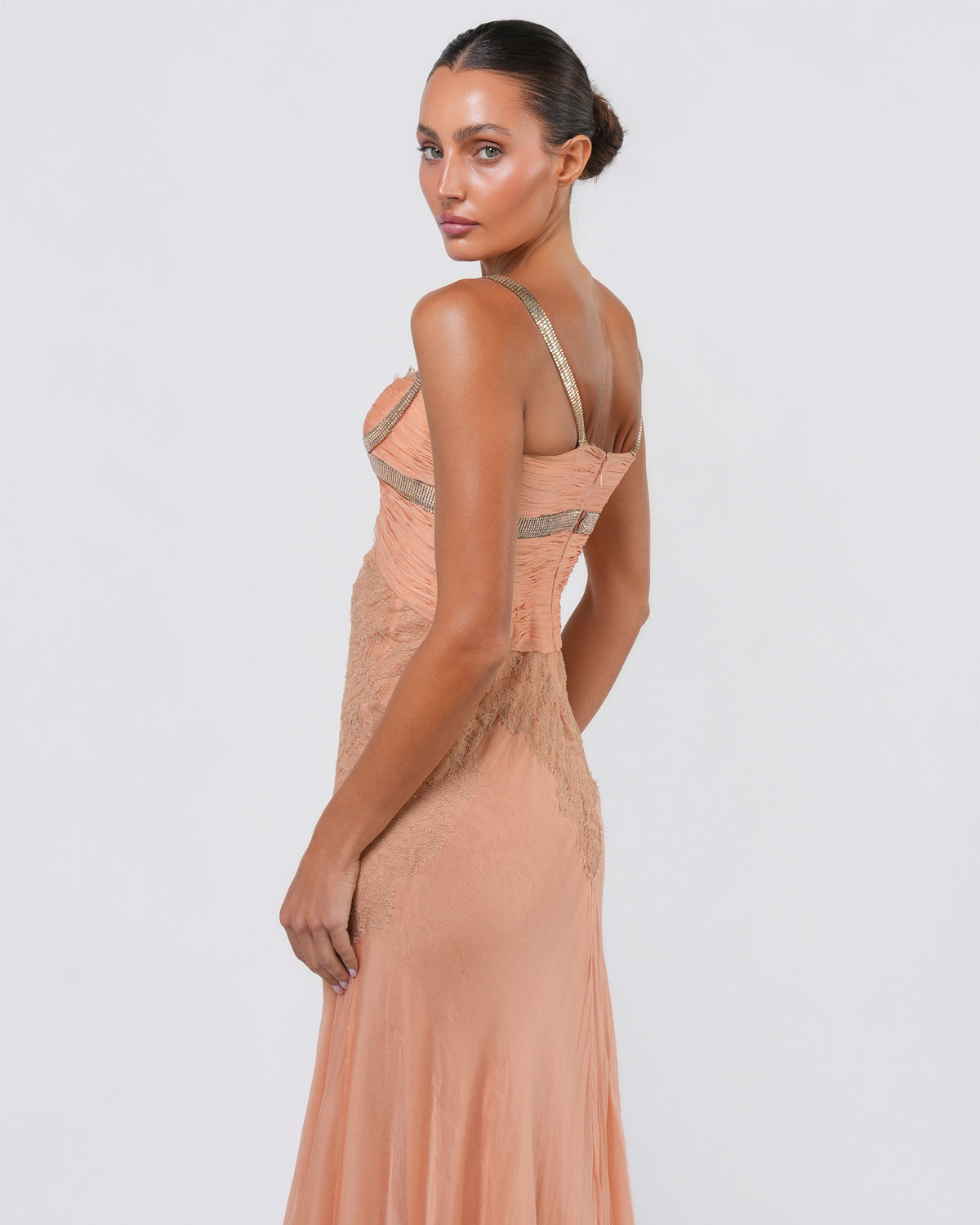 SS 2003 Runway Silk And Lace Gown With Oroton Chainmail Detail