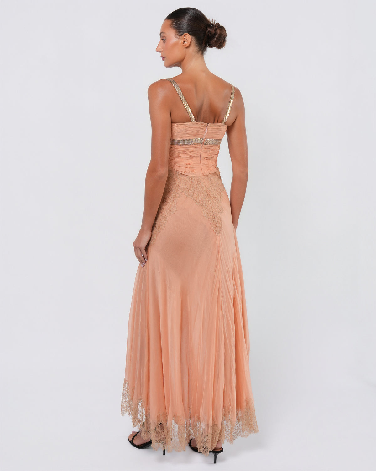 SS 2003 Runway Silk And Lace Gown With Oroton Chainmail Detail