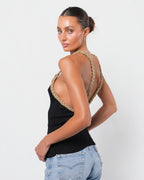 Rive Gauche Tank Top With Braided Gold Trim