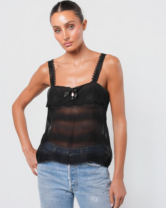FW 2005 Tank Top With Pearl And Stone Detail