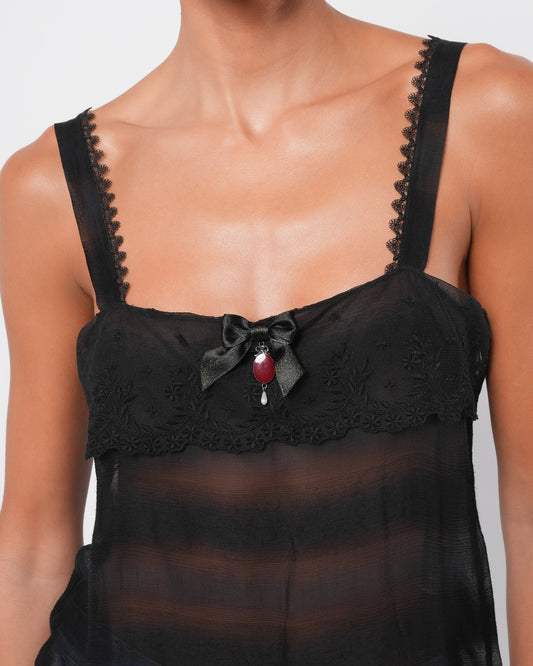FW 2005 Tank Top With Pearl And Stone Detail