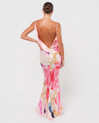 SS 2001 Runway Elizabeth Taylor Print Backless Gown
