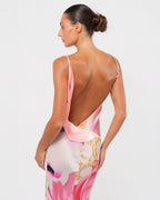 SS 2001 Runway Elizabeth Taylor Print Backless Gown