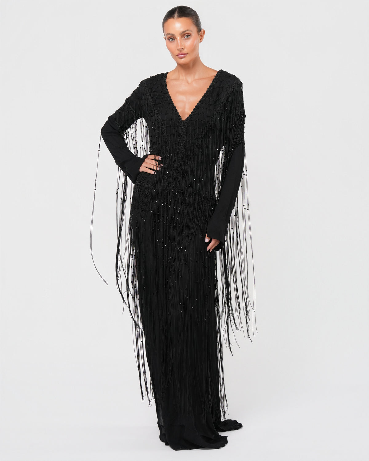 Beaded Fringed Gown