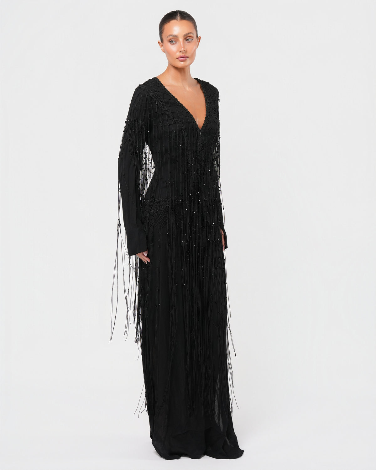 Beaded Fringed Gown