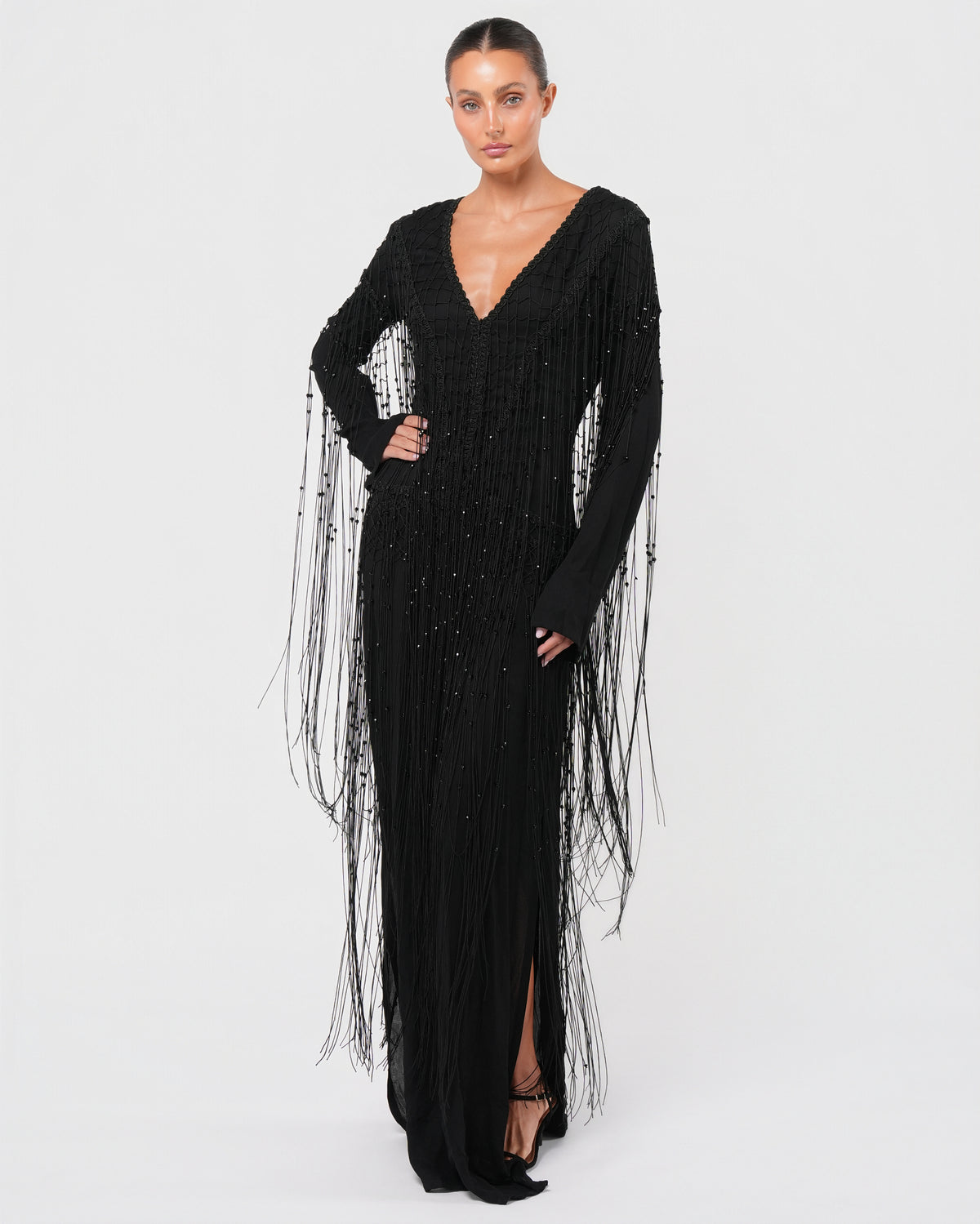 Beaded Fringed Gown