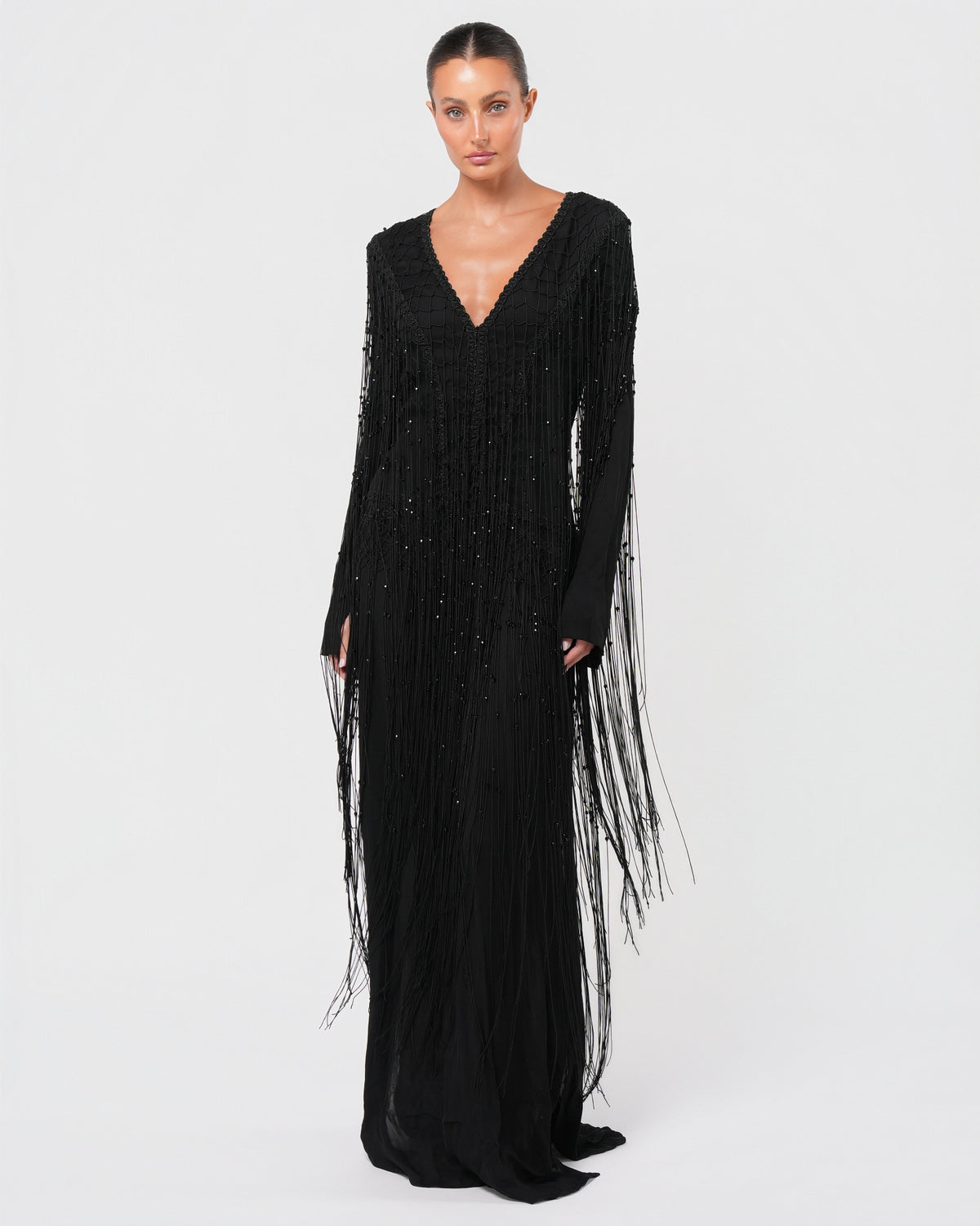 Beaded Fringed Gown