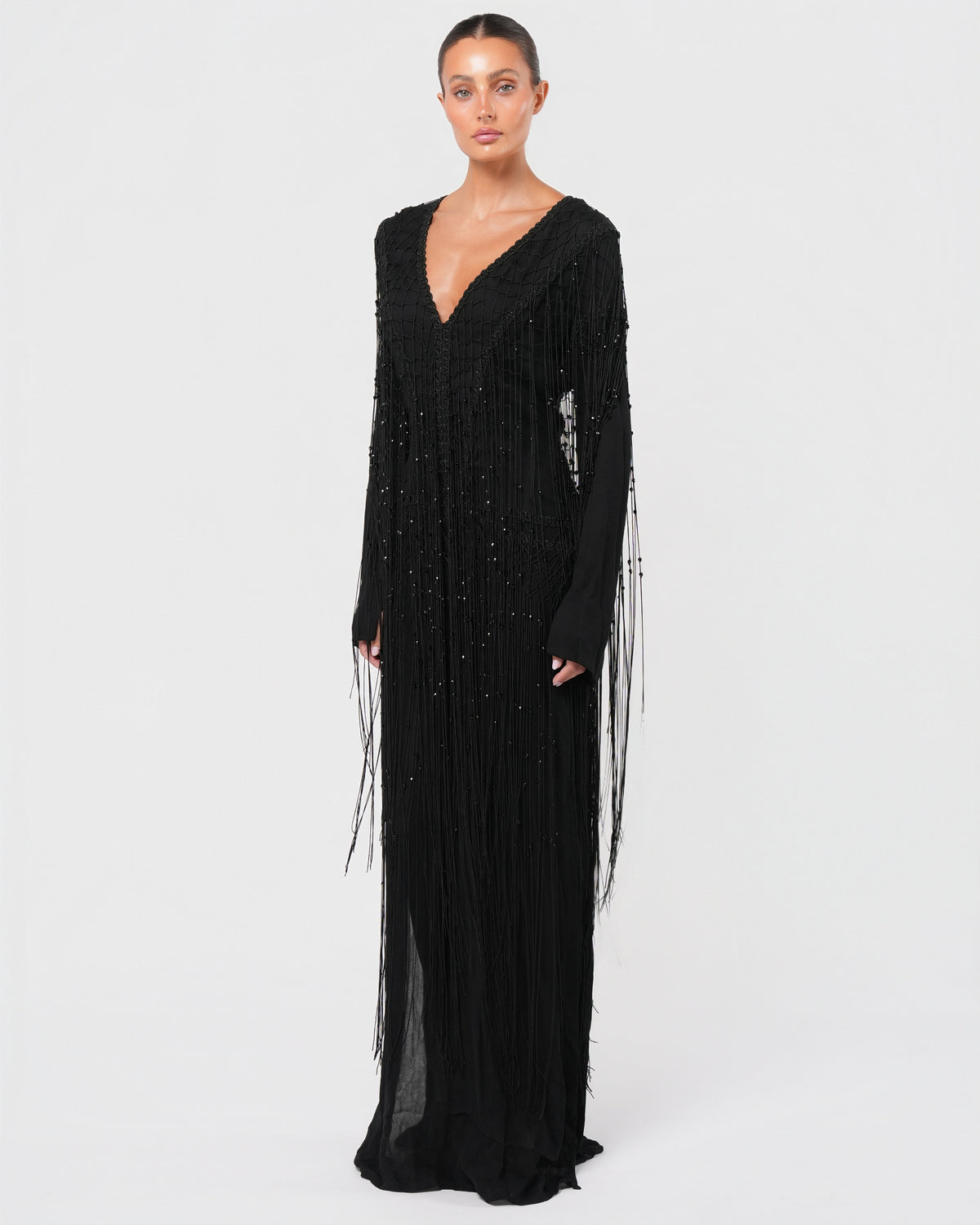 Beaded Fringed Gown