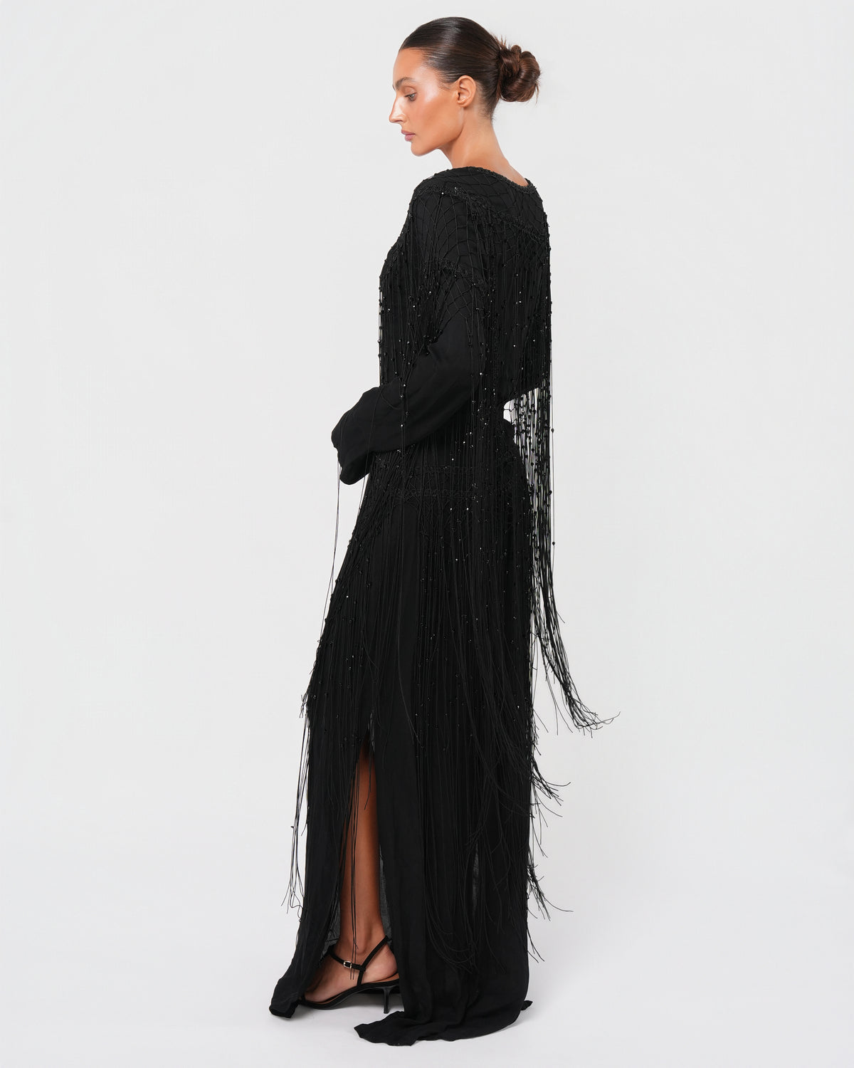 Beaded Fringed Gown