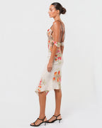 SS 2002 Multicolor Floral And Cheetah Print Dress