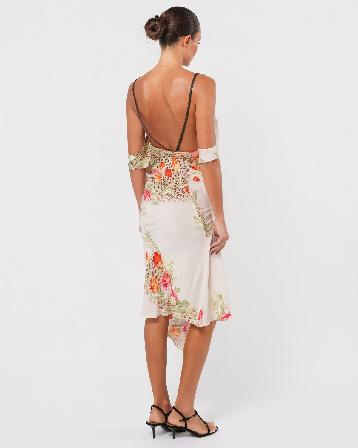 SS 2002 Multicolor Floral And Cheetah Print Dress