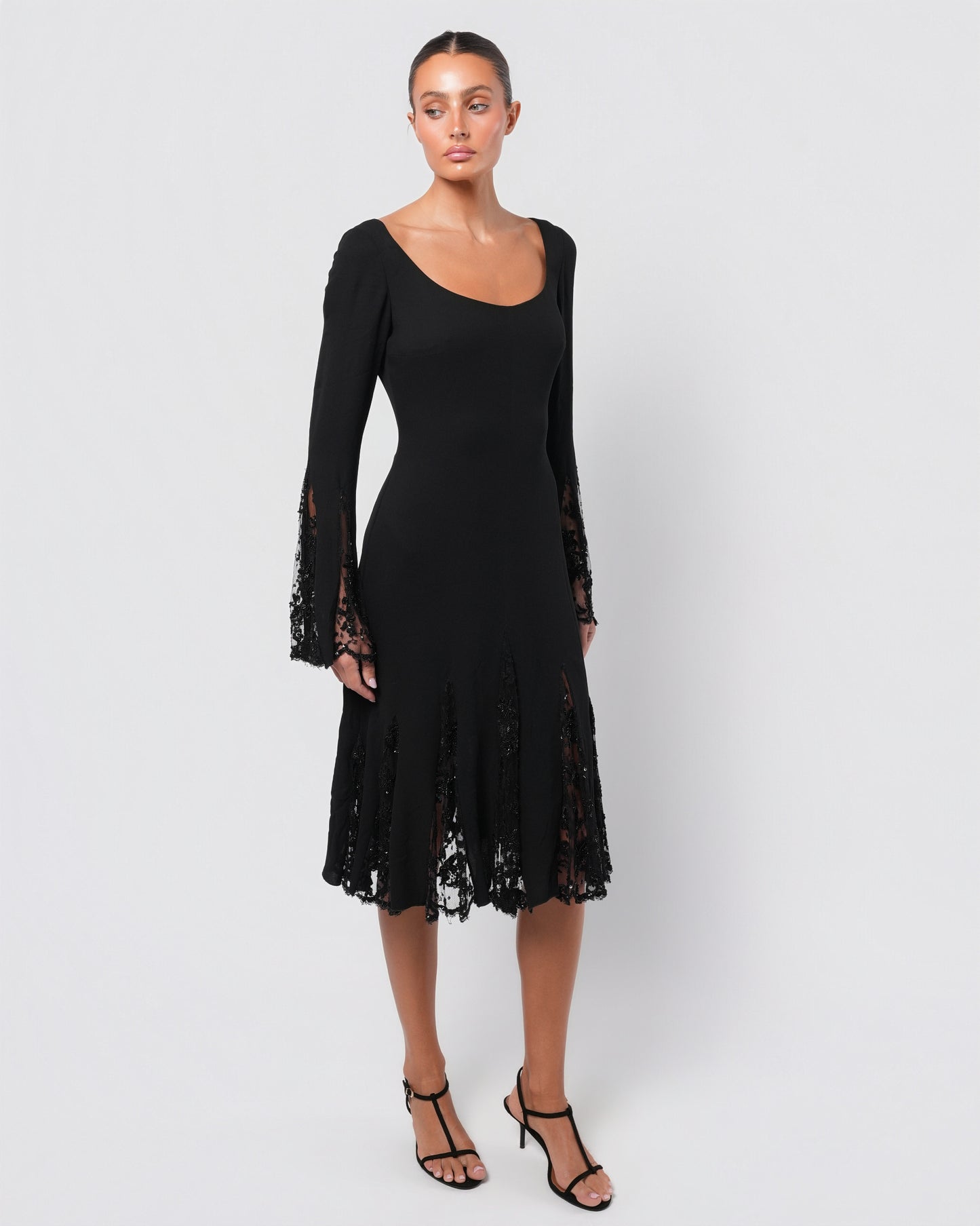 2000s Beaded Lace Insert Dress