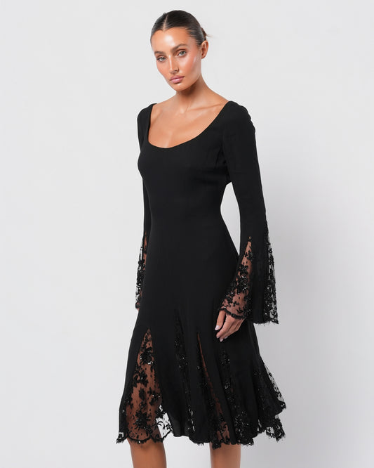 2000s Beaded Lace Insert Dress