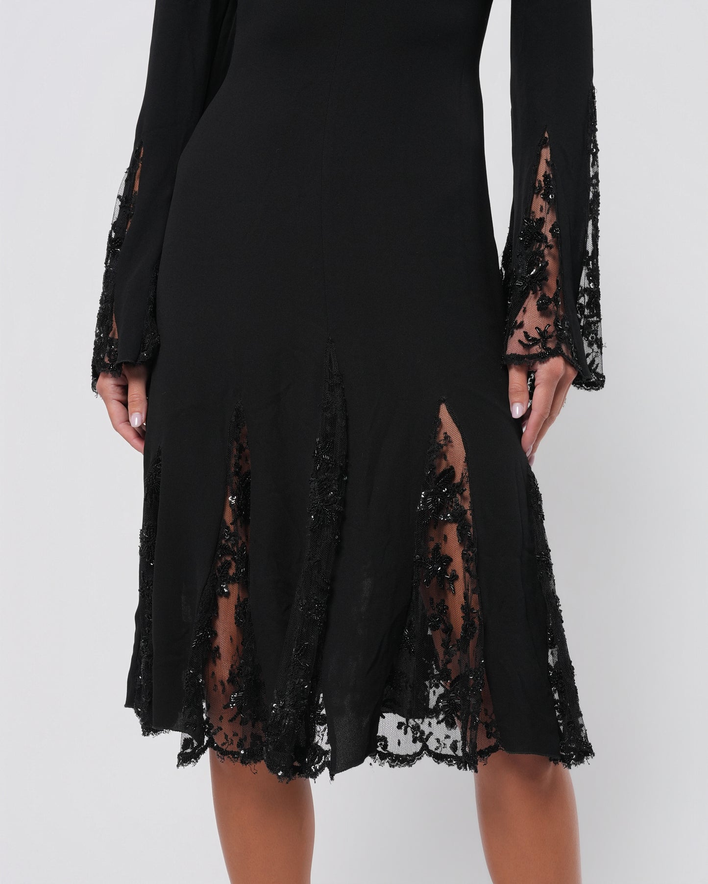 2000s Beaded Lace Insert Dress