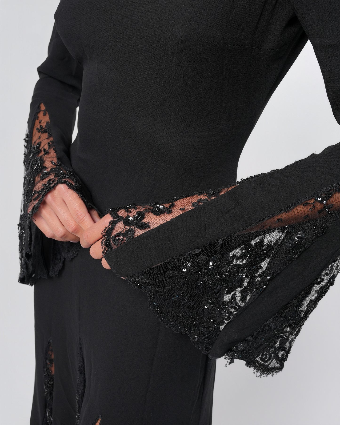 2000s Beaded Lace Insert Dress