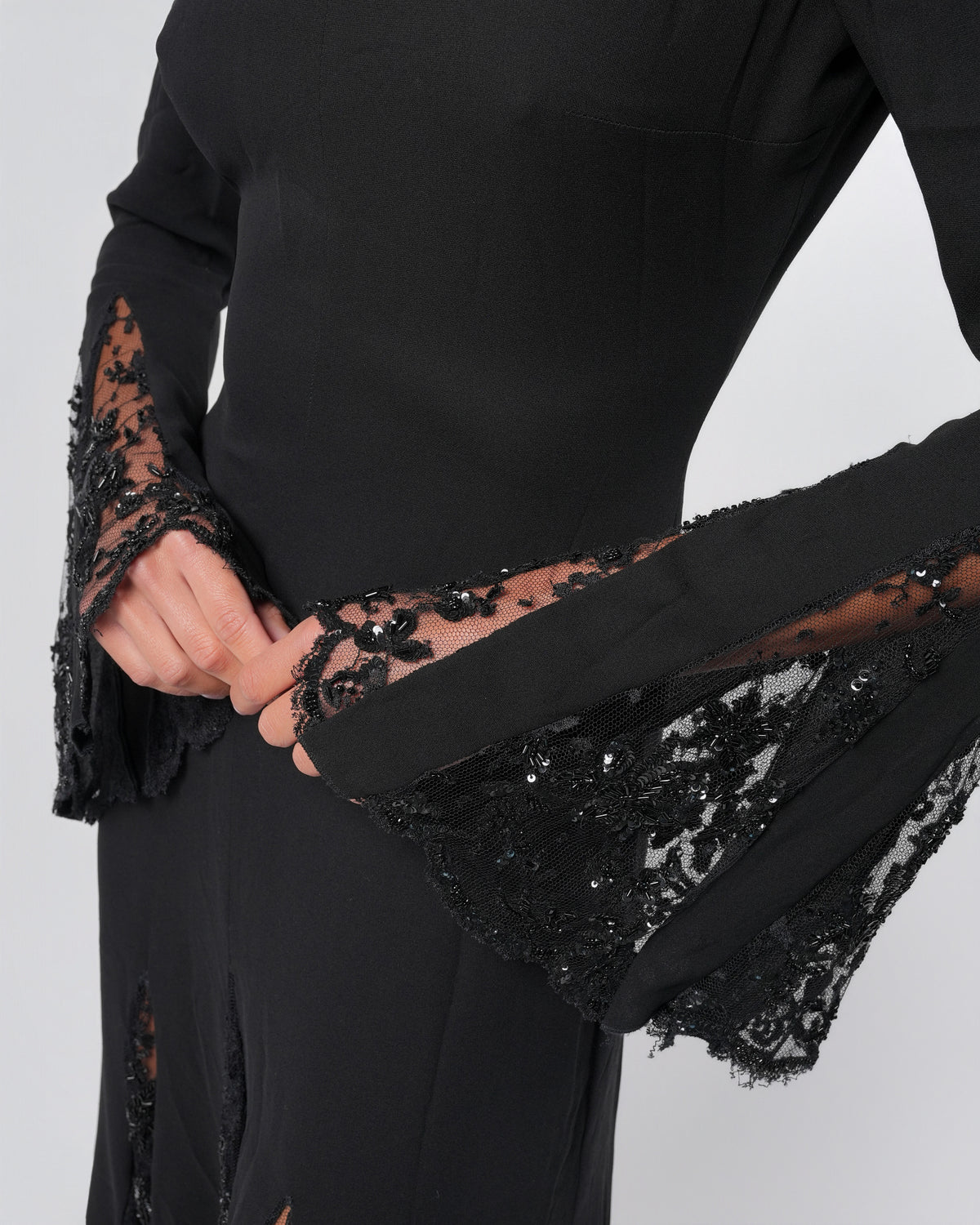 2000s Beaded Lace Insert Dress