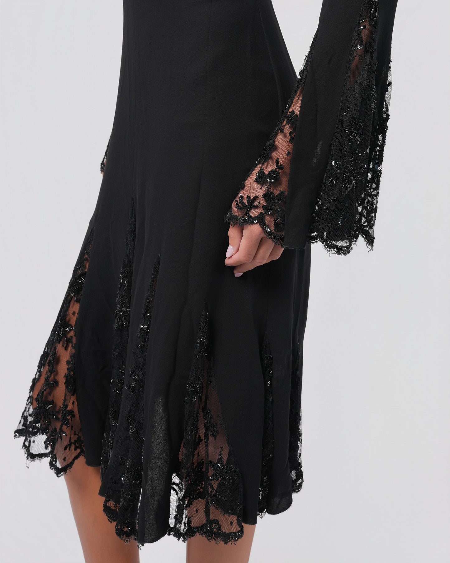 2000s Beaded Lace Insert Dress