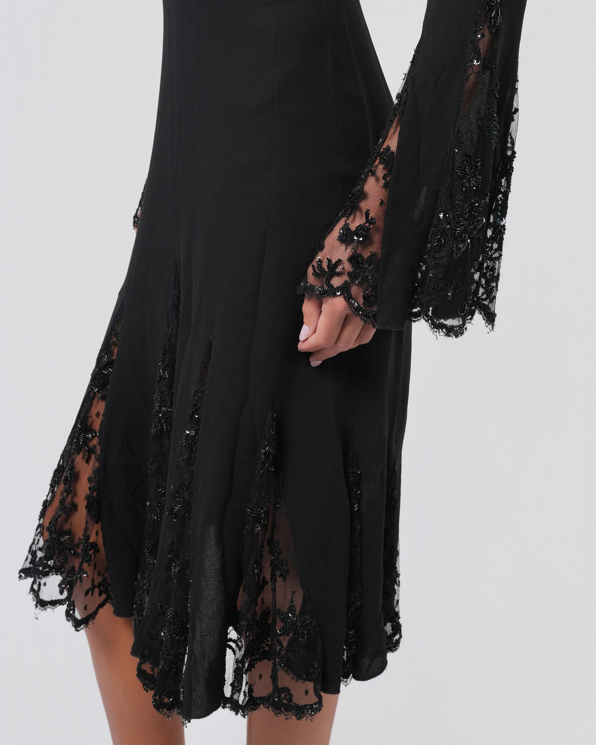 2000s Beaded Lace Insert Dress