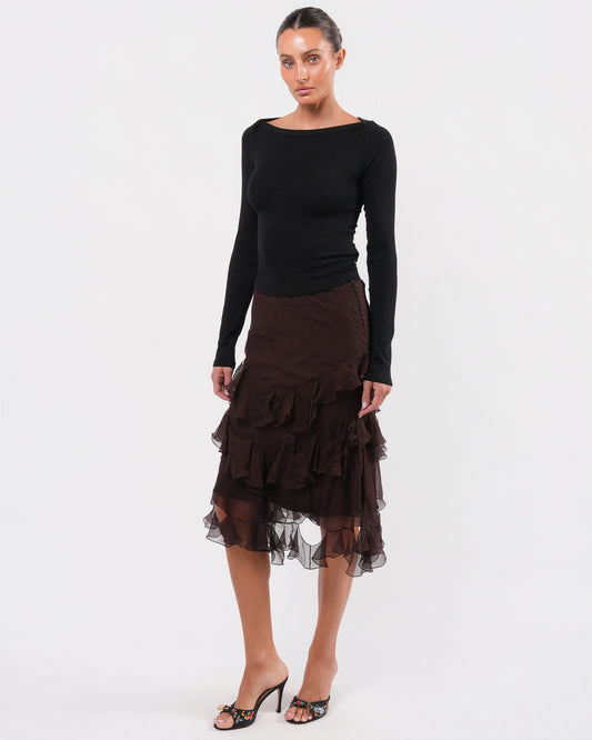 Galliano Era Silk Ruffle Skirt