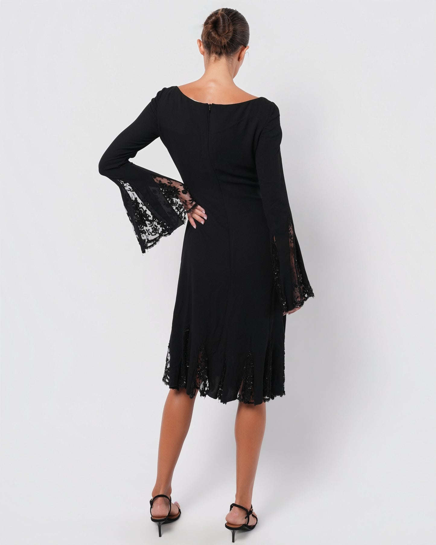 2000s Beaded Lace Insert Dress
