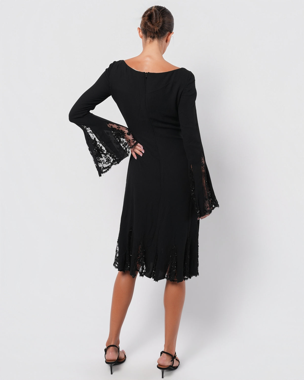2000s Beaded Lace Insert Dress