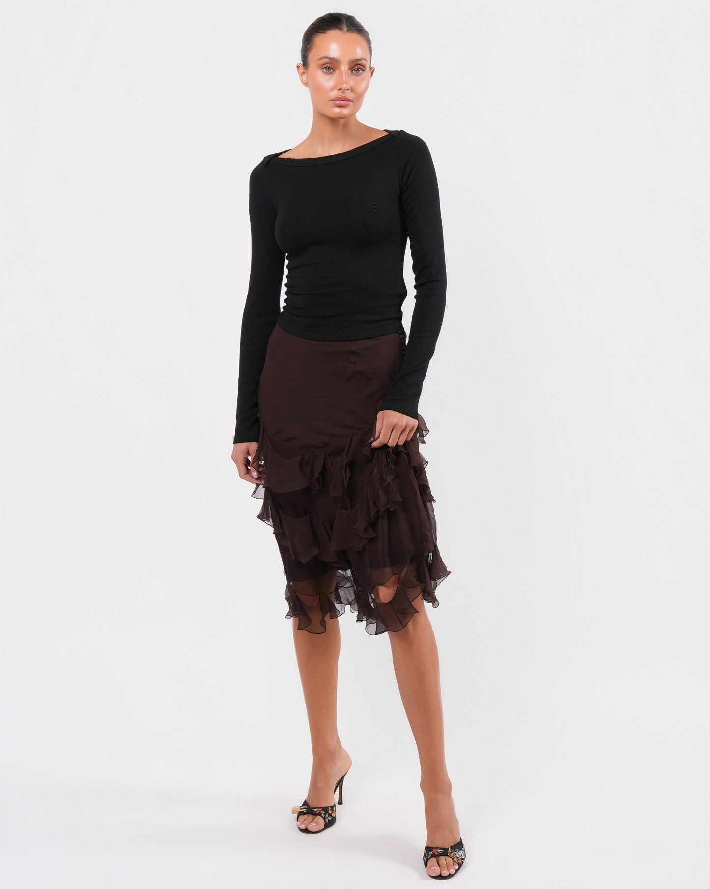 Galliano Era Silk Ruffle Skirt