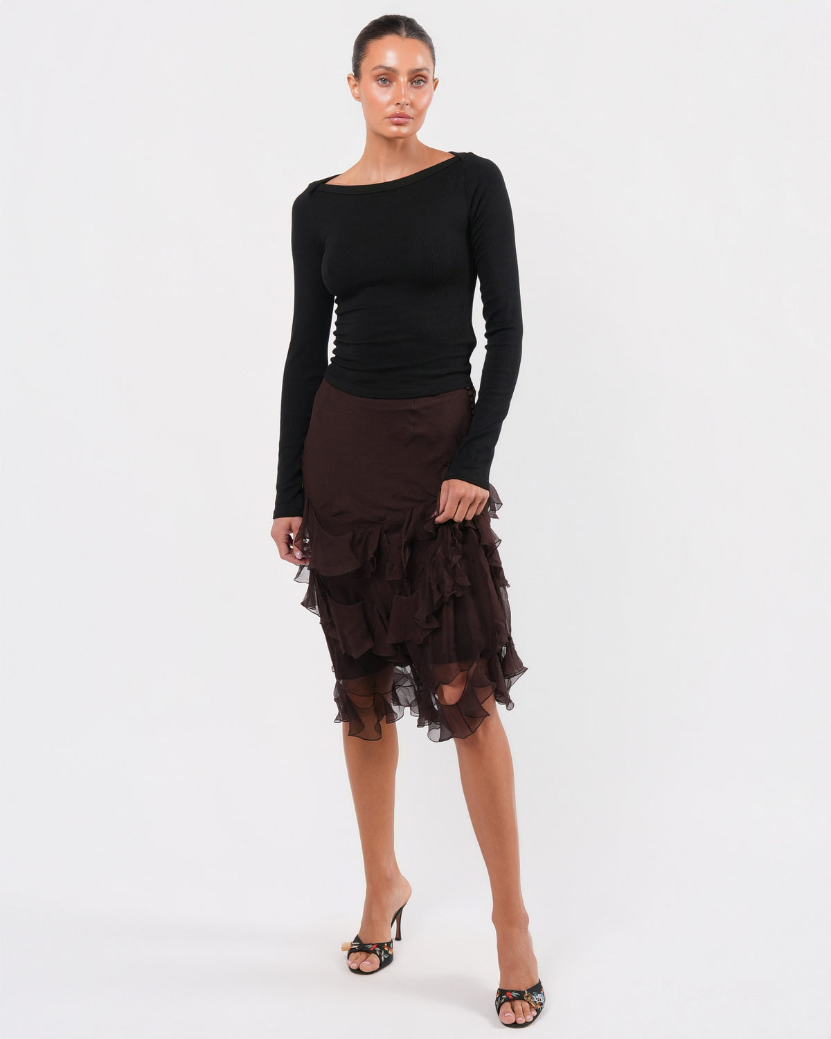 Galliano Era Silk Ruffle Skirt